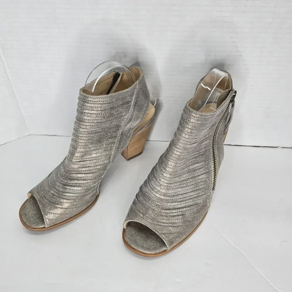 PAUL GREEN CAYENNE PEEP TOE SANDAL, METALLIC SIZE 7 (9.5)